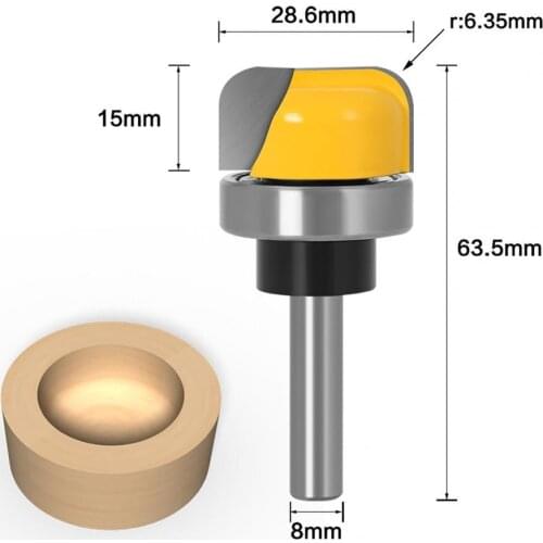 1pc 8mm Shank 1-1 / 8 Diameter Tray with Bowl Router Bit Round Nose Milling Cutter with Wood Bearing