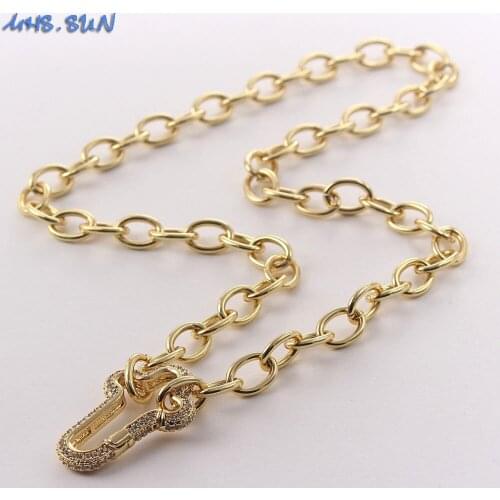 MHS.SUN Chunky Chain Necklace Bracelet Fashion AAA Zircon Cross Pendant Jewelry Set Vintage Design Women/Girl Party Gift New
