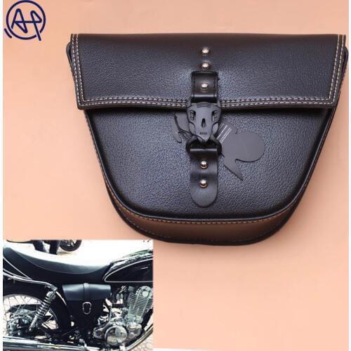 1pcs Motorcycle Black PU Leather Side Clinch Bolt Saddlebag Saddle Bag Universal for Harley Sportster XL883 Cafe Racer Honda