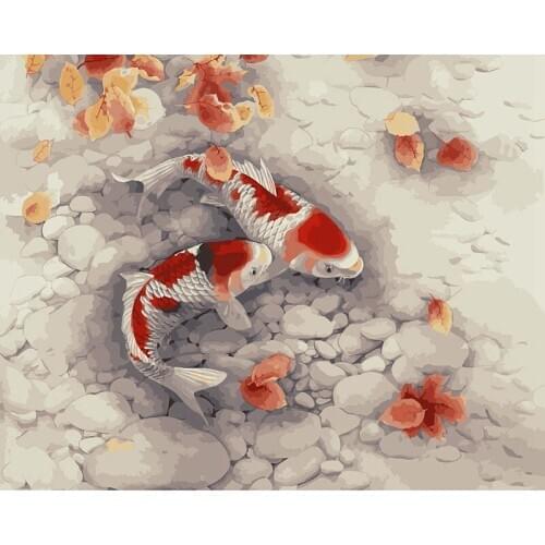 Red Goldfish Paintings By Numbers DIY Pictures Oil Coloring By Numbers Set Gift Drawing By Numbers Canvas Decor New Arrivals