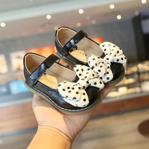 Hot 2021 new Girls fashion sweet bow shoes Spring autumn Princess Soft sole Toddler shoes Girls PU flat shoes EUR 21-30