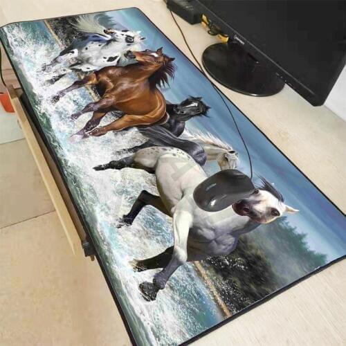 Mairuige Animal Horse Extra Large Waterproof Mouse Pad Gaming Mousepad Anti-slip Rubber Gaming Mouse Mat with Locking Edge