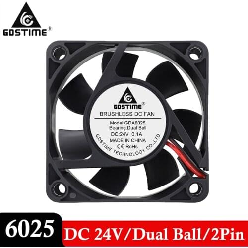 5 PCS Gdstime 60mm 60x60x25mm Axial Fans DC 24V 2Pin Dual Ball Bearing PC Brushless Computer Case Cooling Cooler Fan 6cm 6025