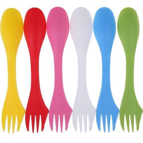 Outdoor Spork 3 In 1 Spoon Fork Cutter Travel Camping Hiking Picnic Utensils Plastic Spork Combo Travelling Gadget Cutlery
