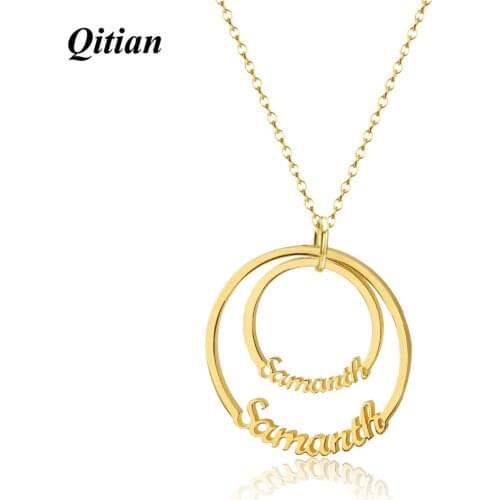 Double Discs Custom Necklace Personalized Gold Name Necklaces For Women High Quality Stainless Steel Custom Jewelry Wedding Gift