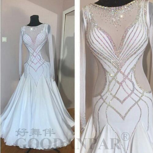 Ballroom dance dress Standard dancewear Ballroom Dancing costume Modern dress Waltz Costume Competition Dancewear color white