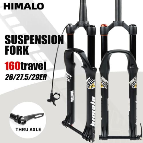 MTB Suspension air fork HIMALO Travel 160mm 26 27.5 29er Rebound adjustment Thru axle 100*15mm Boost Tapered straight tube