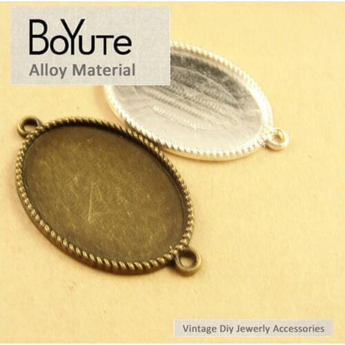 BoYuTe (60 Pieces/Lot) 25*18MM Cabochon Base Vintage Accessories Parts Alloy Tray Connector Charms for Jewelry Making Findings