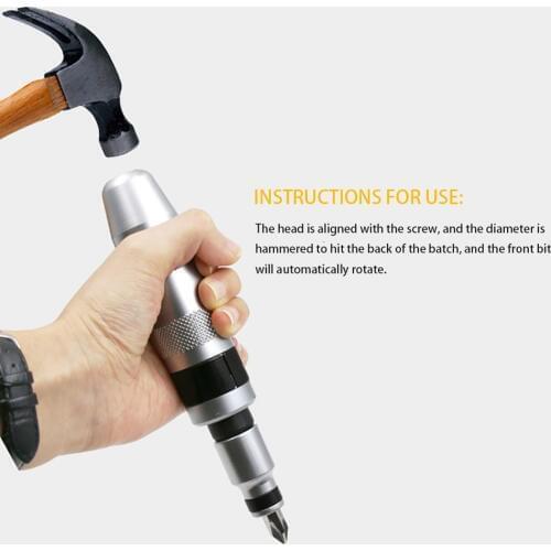 7PCS Professional Portable Impact Driver Screwdriver For Loosening Frozen Bolts And Stubborn Fasteners With Non-Slip Handle