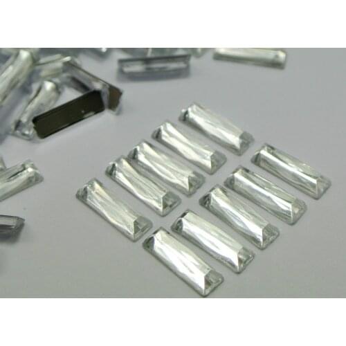 200 Clear Acrylic Flatback Rectangle Rhinestone Gems 5X15mm No Hole