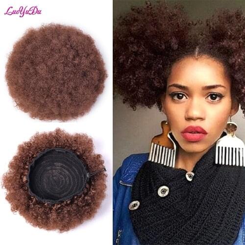 LUOYUDU Synthetic Hair Buns For Women Short Afro Puff Chignon Wig Drawstring Ponytail Elastic With Hair Extensions Hairpieces