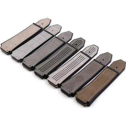 Men watch band watch accessories leather strap 19mmx25mm for HUBLOT big bang series rubber strap sports waterproof female