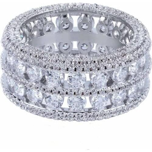 Luxury Gold & Silver Color Promise Rings Double Row Big Zircon Ring Jewelry Luxury Wedding Bands For Women bijoux