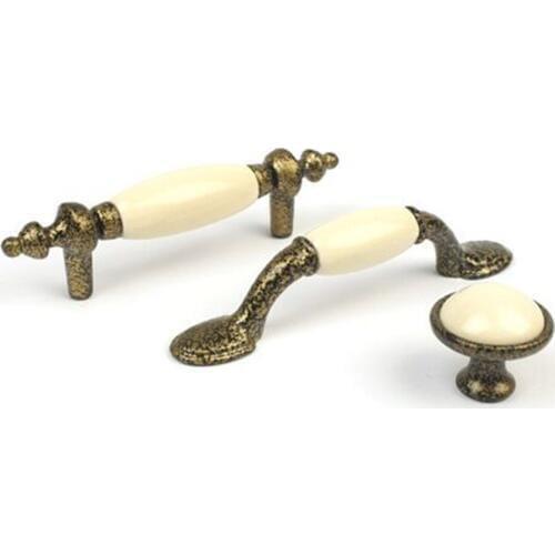 76mm retro style Rusty color dresser kitchen cabinet door handles 3" cream ceramic drawer tv cabinet pulls knobs shoe cabinet