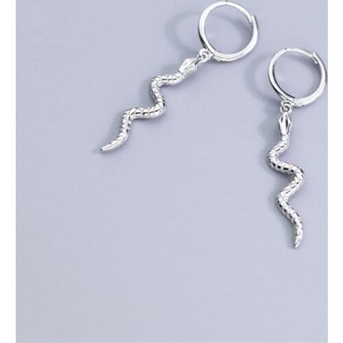 925 Sterling Silver Long Snake Piercing Stud Earrings For Women Wedding Jewelry Pendientes Brincos eh1084
