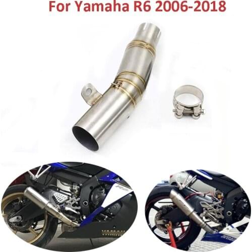 Motorcycle Exhaust System Mid Middle Pipe Modified Stainless Steel Titanium Alloy Connect Tube For Yamaha YZF R6 2016-2018