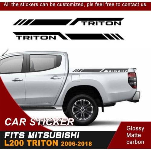 2 Pcs Side door box bed car wrap stripe graphic vinyl car sticker fit for mitsubishi l200 triton 2006-2018 Car decals