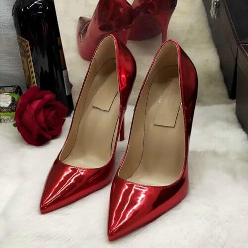 Customize Color Extra Size 34-45 Mirror Patent Microfiber Classical Design High Heels Elegant Women Pumps Shoes