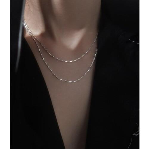 Silvology 925 Sterling Silver Cylinder Chain Choker Necklace for Women Elegant Flash Minimalist Clavicle Necklace Office Jewelry