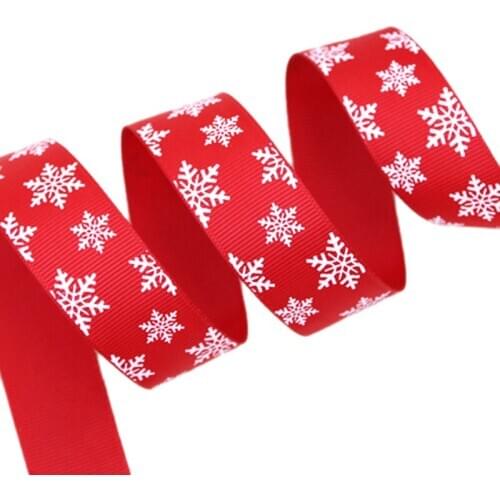 5 Meters/Roll) 1" (25mm) Red Green Printed Snowflake Grosgrain Ribbon Handmade DIY Christmas Gift Ribbons
