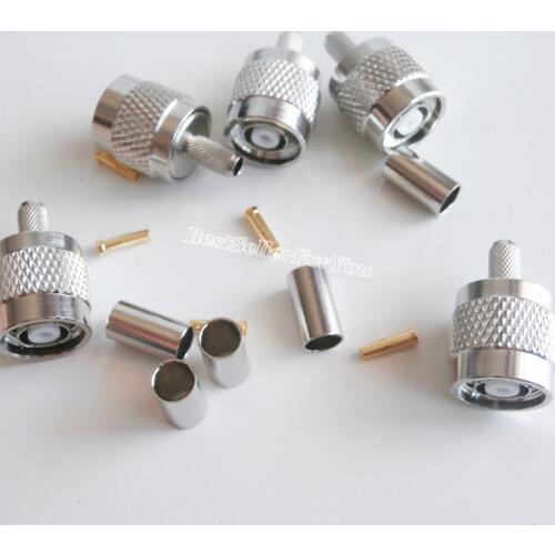 10Pcs RP-TNC RPTNC Male plug crimp for RG58 RG142 RG400 LMR195 cable RF Connector