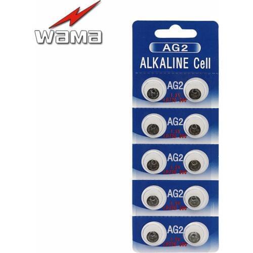 10pcs/pack WAMA AG2 LR726 396A 607 S30 556 Button Cell Coin Alkaline Battery 1.5V Watches