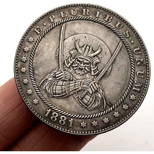 1881 American Vagrant Coin Skull Pirate Armor Commemorative Collectible Coin Gift Lucky Challenge Coin