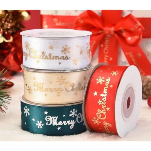 5 Yards Christmas Printed Grosgrain Ribbon For Craft Hairbow Home Decoration Packing Tape Handmade Material