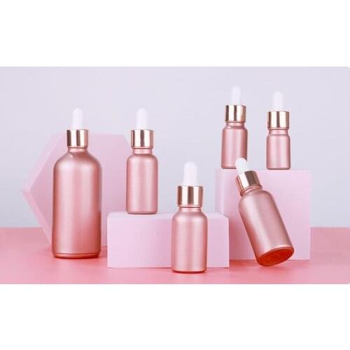24pcs 5-100ml Dropper Bottle Beauty Empty Pink Glass Bottles Essential Oil Mist Spray Container Case Refillable Travel Bottle