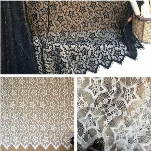 3M/Lot High quality stars pattern eyelash lace fabric accessorie african fabric 100% Polyester