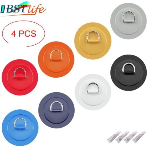 4PCS/lot 11cm Stainless Steel D Ring Pad/Patch With Glue for PVC Inflatable Boat Raft Dinghy Canoe Kayak Surfboard SUP Tie Down