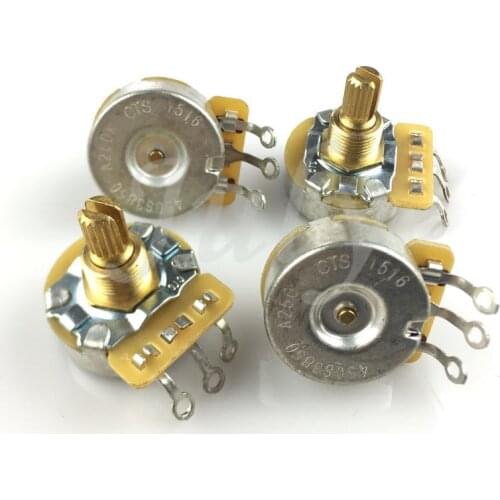 4pcs/lots CTS A250K copper shaft short shaft electric guitar potentiometer electric bass volume tone button