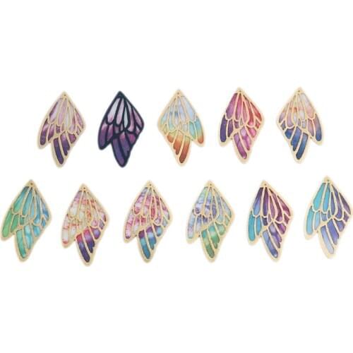 5PCs 3-6cm DIY Jewelry Earrings Making Findings Accessory Gradient Butterfly Wings Pendant With Hole Charm For DIY Craft Supply
