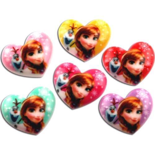 50Pcs Mixed Resin Heart Fronze Decoration Crafts Beads Flatback Cabochon Kawaii Embellishments For Scrapbooking DIY Accessories
