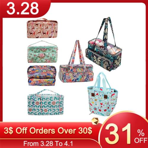 600D Oxford Cloth Woolen Needlework Crochet Hooks Storage Tote Bag Knitting Sewing Tool Thread Yarn Holder Organizer Handbags