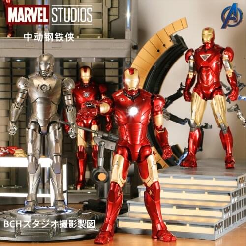 7 inch Genuine Marvel Avengers IRonman Mk2 Mk3 Mk4 Mk5 Mk6 and garage Articulated Figure Toys