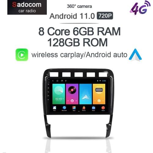 IPS Carplay 2 Din Android 10 Car Multimedia Video Player 6G+128G For Porsche Cayenne 2002 -2010 4G LTE Stereo Audio Auto Radio
