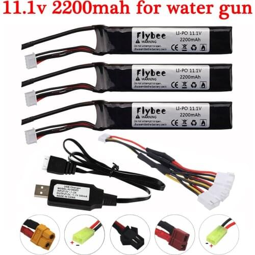 Water Gun power Battery 3S 11.1V 2200mAh lipo battery + Charger for Mini Airsoft BB Air Pistol Electric Toys Gun RC Parts #103