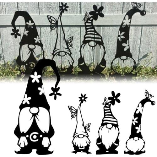 Metal Branch Gnome Garden Decoration Sign Home Lawn Yard Decor Art Sculpture Garden Statue Easter Spring Decoration Halloween