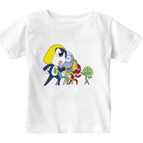 Anime Sgt. Frog T-shirt Children Cotton Tshirt Keroro Gunso White Short Sleeve Top Animation Summer Active Boy and Girl Clothing