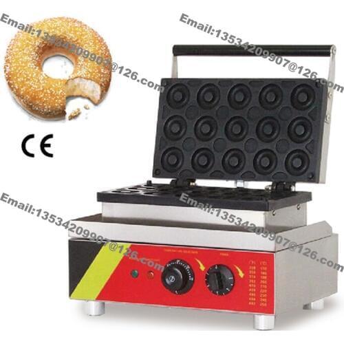 Free Shipping Commercial Use Non-stick 110v 220v Electric 15pcs 5cm Mini Ring Doughnuts Donut Maker Baker Machine Iron Mold