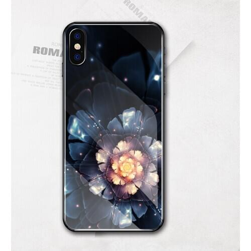 For iphone 11 case fantastic flower tempered glass case cover for iphone x xr xs max 11 pro max 6 6s 7 8 plus DIY case