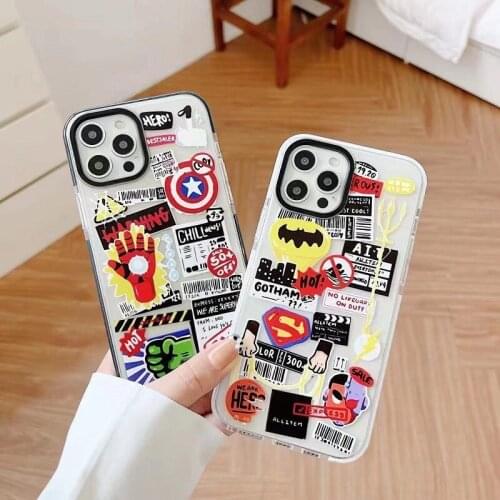Disney 2021 label graffiti new mobile phone case for iPhone 12 11 Pro Max 7 8 Plus X XR XS all-inclusive protective cover soft s