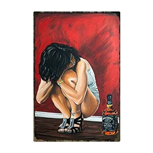 Sexy Beauty Tin Sign Cafe bar Home Wall Art Decoration Retro Metal Tin Sign Art Decor Iron Painting 8x12 inch