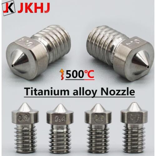 3D Printer Nozzle E3D V6 Hotend Parts Titanium alloy Nozzle Extruder High hardness metal Nozzle M6 Thread 0.3/0.4/0.6/0.8 1.75mm