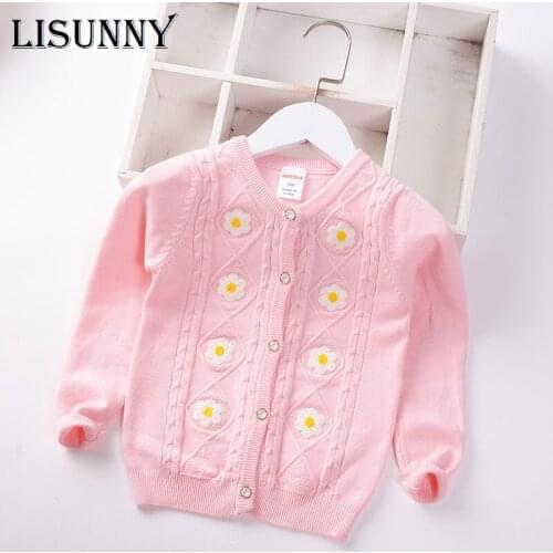 Toddler Coat Girls Cardigan Sweater 2021 Spring Autumn New Kids Sweater Embroidery Floral Children Jacket Baby Clothes 2-7y