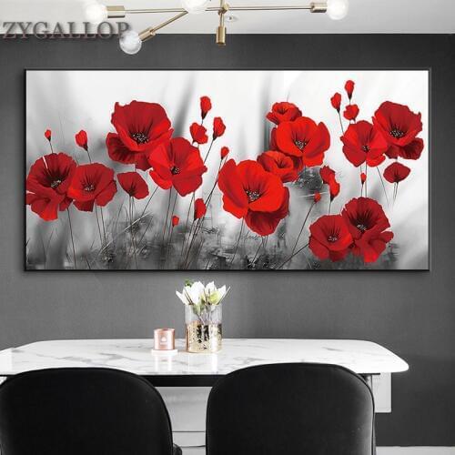 Red Poppies Flower Canvas Painting Posters and Prints Flowers Wall Art Picture for Living Room Modern Home Decor Wall Paintings