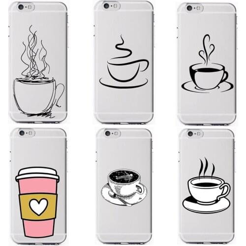 Coffee Hand drawn line art Phone Case new 2019 Hollow Soft Silicone Transparent Cover For iPhone 7 6 6S 8Plus 5S X XS XR XSMax