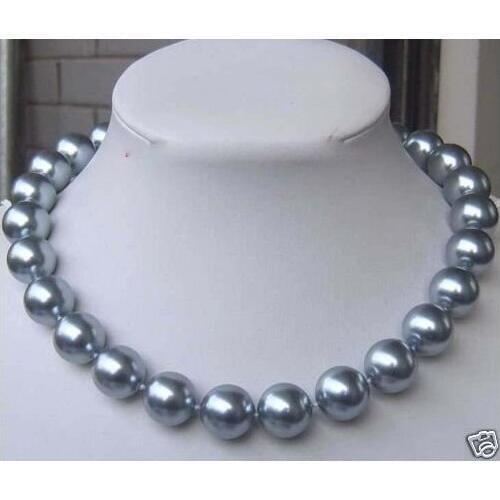 Pretty gray south sea 12mm shell pearl necklace Fashion AKOYA Free shipping
