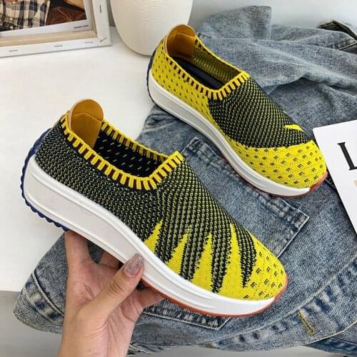 Women Summer Mesh Sneakers Ladies Slip on Knitting Walking Shoes Female Casual Comfortable Woman Loafers Flat Shoes 2021